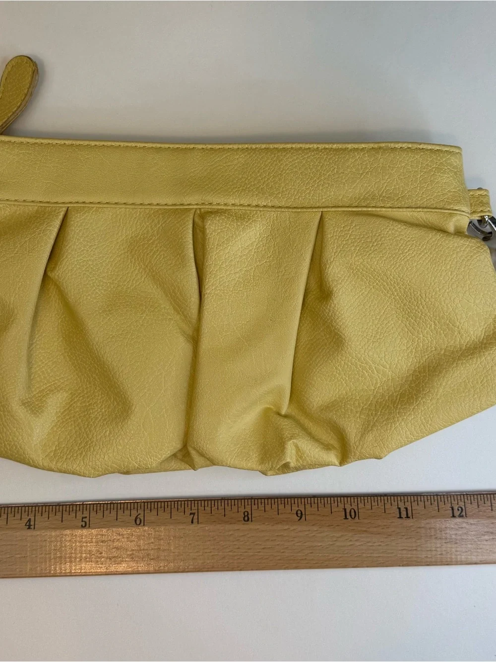 NY & Co Yellow Rose Accent Pleated Wristlet Clutch